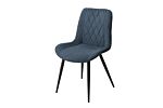 Aspen Diamond Stitch Blue Cord Fabric Dining Chair, Black Tapered Legs (pair)