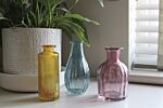 Set Of Three Colour Glass Vases