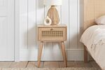 Croxley 1 Drawer Rattan Bedside Oak