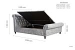 Castello Double Side Ottoman Bed Steel Crushed Velvet