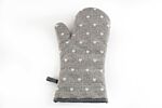 Kitchen Oven Glove With A Grey Heart Print Design