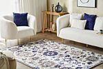 Area Rug Beige And Blue Wool 140 X 200 Cm Thick Dense Pile Oriental Pattern Beliani