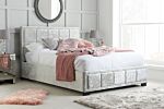 Hannover Double Bed Steel Crushed Velvet