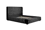 Grande King Bed Black Crushed Velvet