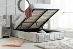 Hannover Small Double Ottoman Bed Steel Crushed Velvet