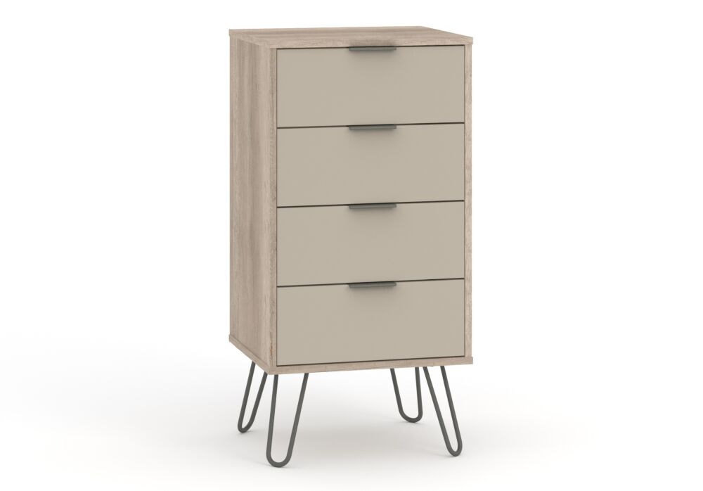 Augusta Driftwood 4 Drawer Narrow Chest Of Drawers