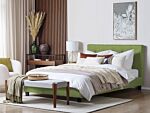 Eu Super King Size Bed Green Fabric 6ft Upholstered Frame Buttoned Headrest Beliani