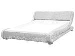 Platform Waterbed Silver Velvet Upholstered With Mattress Accessories 6ft Eu Super King Size Sleigh Design Beliani