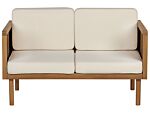 Garden Sofa Acacia Wood 76 Cm White Seating Cushion Padding Slatted Design Outdoor Patio Modern Style Beliani