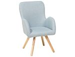 Lounge Chair Blue Fabric Upholstery Modern Club Chair With Armrests Wooden Legs Beliani