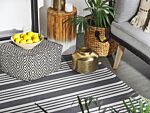 Outdoor Rug Mat Black And Light Grey Synthetic 120 X 180 Cm Striped Pattern Modern Beliani