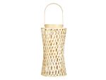 Candle Lantern Natural Bamboo Wood 38 Cm With Glass Candle Holder Boho Style Indoor Beliani