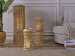 Candle Lantern Natural Bamboo Wood 38 Cm With Glass Candle Holder Boho Style Indoor Beliani