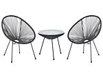 Bistro Set Black Pe Rattan 3 Piece 2 Seater Modern Beliani