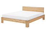 Bed Frame Light Pine Wood Eu King Size 5ft3 Slatted Headboard Minimalist Beliani