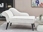 Chaise Lounge White Polyester Fabric Upholstery Black Wood Legs Left Hand Retro Design Beliani