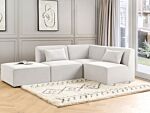 Modular Left Corner Sofa Off White Corduroy With Ottoman 3 Seater Sectional Sofa Modern Design Beliani