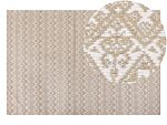 Area Rug Beige Jute 160 X 230 Cm Rectangular With Geometric Pattern Flat Weave Boho Style Bedroom Living Room Beliani