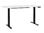 Electrically Adjustable Desk White Tabletop Black Steel Frame 160 X 72 Cm Sit And Stand Square Feet Modern Design Beliani