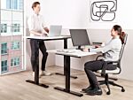 Electrically Adjustable Desk White Tabletop Black Steel Frame 160 X 72 Cm Sit And Stand Square Feet Modern Design Beliani