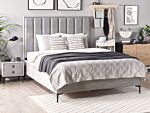 Bedroom Set Grey Velvet Eu Super King Size 6ft Bed With Storage 2 Bedside Tables Upholstered Beliani