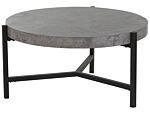 Coffee Table Grey Concrete Effect Top Black Metal Legs 75 Cm Round Modern Industrial Living Room Beliani