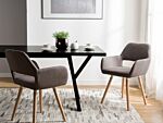 Set Of 2 Dining Chairs Taupe Fabric Upholstery Light Wood Legs Modern Eclectic Style Beliani