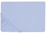 Fitted Sheet Blue Cotton 140 X 200 Cm Elastic Edging Solid Pattern Classic Style For Bedroom Beliani