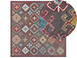 Area Rug Mulitcolour Wool 200 X 200 Cm Thick Dense Pile Oriental Pattern Kilim Beliani