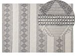 Area Rug Light Beige And Grey Wool Polyester 140 X 200 Cm Hand Woven Geometric Pattern Boho Living Room Bedroom Beliani