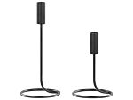 Set Of 2 Candle Holders Black Iron Round Shape Modern Minimalistic Candlesticks Decoration Beliani