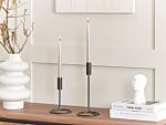 Set Of 2 Candle Holders Black Iron Round Shape Modern Minimalistic Candlesticks Decoration Beliani