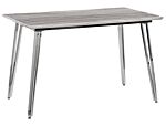 Dining Table Silver Legs Mdf Marble Effect Top Rectangular 120 X 70 Cm 4 Person Capacity Modern Design Beliani