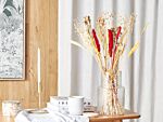 Dried Flower Bouquet Red And Yellow Natural Dried Flowers 65 Cm Wrapped In Brown Paper Natural Table Decoration Beliani