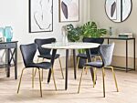 Set Of 2 Dining Chairs Black With Gold Polyester Velvet Black Metal Legs Armless Modern Design Beliani