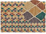 Area Rug Mulitcolour Wool 160 X 230 Cm Flat Weave Hand Tufted Geometric Pattern Beliani