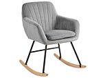 Rocking Chair Grey Velvet Metal Legs Wooden Skates Modern Beliani