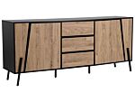 Sideboard Light Wood 2 Cabinets 3 Drawers Metal Legs Minimalistic Beliani