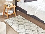 Area Rug Light Beige And Grey 80 X 150 Cm Shaggy Rectangular Geometric Honeycomb Pattern Boho Traditional Style Beliani