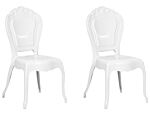 Set Of 2 Dining Chairs White Acrylic Solid Back Armless Stackable Vintage Design Beliani