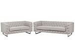 5 Seater Chesterfield Sofa Set Beige Ivory Button Tufted Beliani