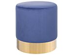 Footstool Blue Velvet Round Dressing Pouffe Glam Stool With Gold Beliani