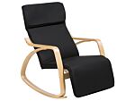 Rocking Chair Black Fabric Birch Wood With Adjustable Footrest Beliani