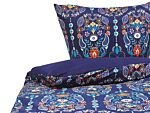 Duvet Cover And Pillowcase Set Dark Blue Cotton 155 X 220 Cm Floral Pattern Bedroom Linen Duvet Set Modern Beliani