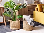 Set Of 2 Jute Storage Baskets Laundry Bins Natural Beliani