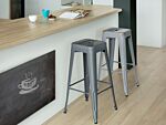 Set Of 2 Bar Stools Greysteel 76 Cm Stackable Counter Height Industrial Beliani