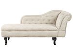 Chaise Lounge Light Beige Velvet Upholstery Right Hand Buttoned Nailheads Chesterfield Style Living Room Furniture Beliani