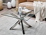 Coffee Table Silver Glass 70 X 70 Cm Glossy Metal Legs Modern Square Living Room Bedroom Beliani