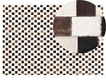 Area Rug Brown And Beige Cowhide Leather 140 X 200 Cm Geometric Pattern Patchwork Beliani