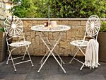 Garden Bistro Table White Iron Foldable Outdoor Distressed Effect Uv Rust Resistance French Retro Style Beliani